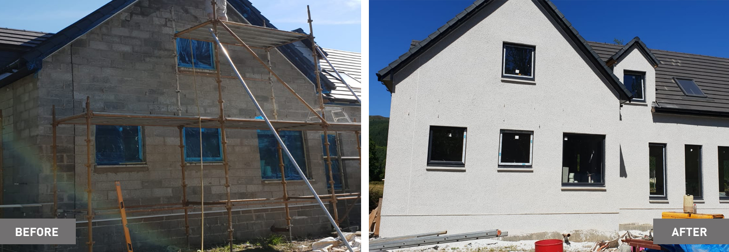 before and after external rendering Glasgow, Scotland