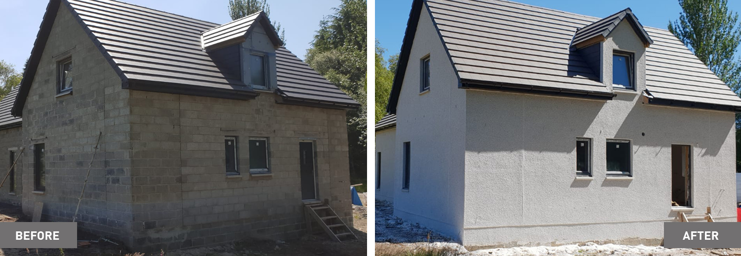 before and after external render Glasgow, Scotland