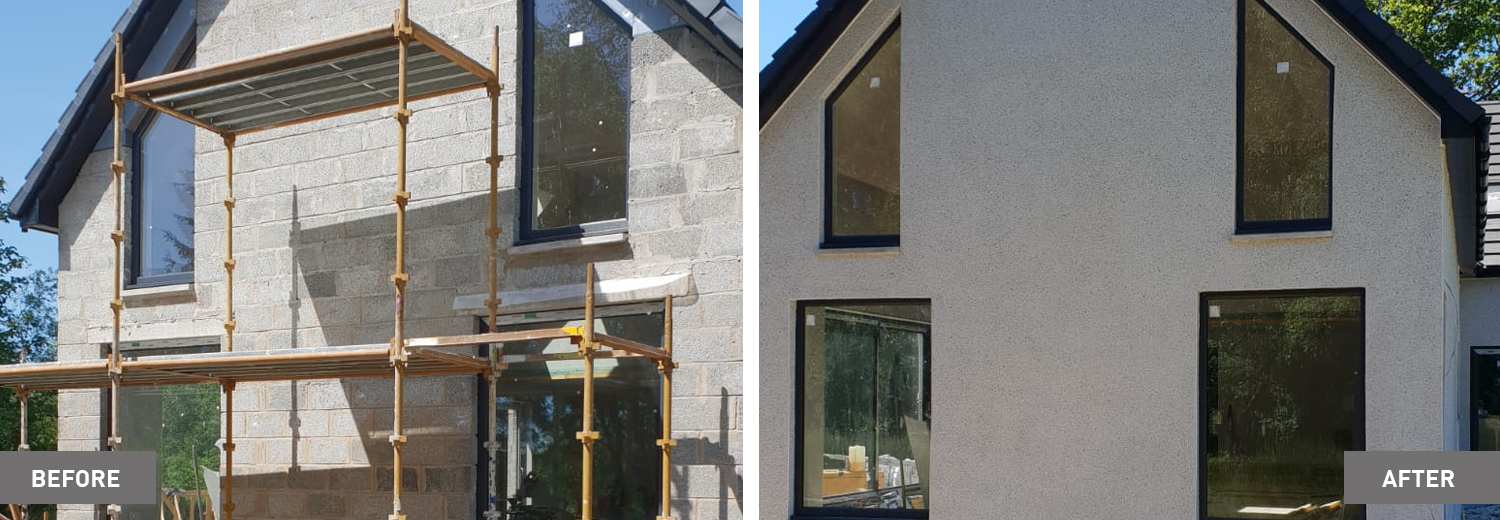 before and after rendering Glasgow, Scotland