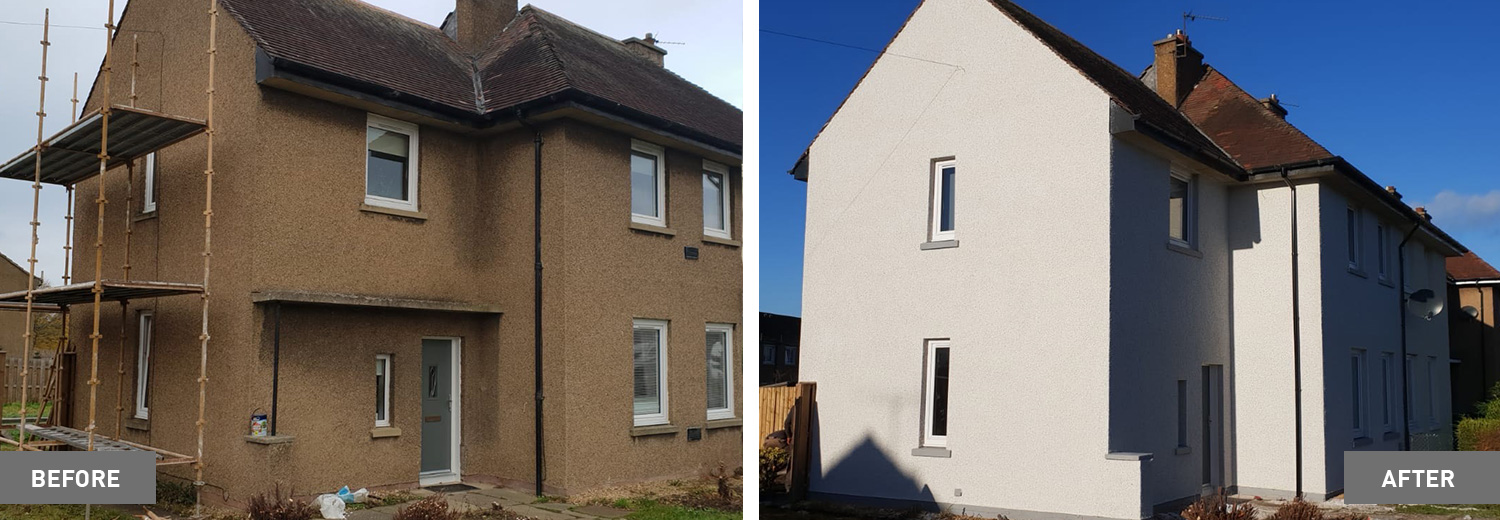 before and afters roughcasting Glasgow