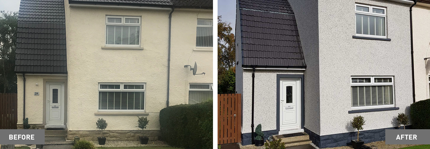 before and after roughcast in Glasgow